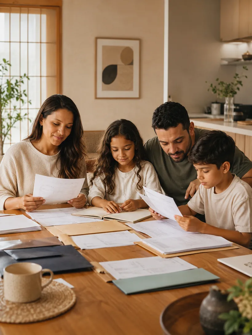 Família em casa no Japão